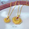 Nueva Cadena de Suéter con Colgante de Cerradura Ruyi Cepillado Incrustado de Diamantes Mismo Modelo Dorado Estilo Chino Joyería Tendencia Nacional Venta al por Mayor