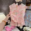 [Personalizado] Conjunto de Chaleco de Algodón y Seda para Niños, Nuevo Estilo de Verano, Conjunto de Dos Piezas de Camiseta sin Mangas y Shorts para Niños y Niñas, Estilo Delgado