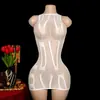 Ropa interior sexy de comercio exterior transfronterizo europeo y americano, vestido de malla con cuello halter jacquard de letras, vestido bodycon ajustado hueco transparente