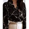 Nova Camisa Estampada Solta de Manga Longa com Decote em V Europeia e Americana 2022 Primavera Aliexpress Amazon Top Camisa para Mulheres