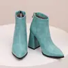 Botas de cuero de punta fina de corte bajo versátiles para otoño e invierno con suelas de goma, antideslizantes, cremallera trasera, botas Martin versátiles para mujer, botas de mujer de talla grande para ventas transfronterizas