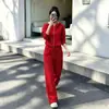 Conjunto Esportivo Casual de Alta Qualidade para Mulheres Outono/Inverno Temperamento Emagrecedor Blusa com Capuz e Zíper Calça de Pernas Largas Conjunto de Duas Peças