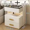2026 Mesa de noche inteligente para dormitorio, hogar, carga inalámbrica, cerradura de huellas dactilares, gabinete de noche con almacenamiento, cerradura de contraseña
