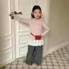 [Item de Liquidação] Blusa Infantil de Lã Stretch + Segunda Pele Térmica de Fleece de Camada Dupla com Letras, Adequada para Usar por Dentro ou por Fora, Gola Redonda