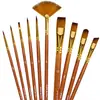 Kit com 10 Pincéis de Pintura Cerdas de Nylon para Pintura Acrílica Óleo Aquarela DIY Pincel Artístico Material de Arte
