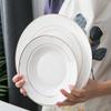 Repuestos al por mayor moda vajilla de doble línea fábrica venta directa se puede añadir logo hogar hotel tazón de arroz de cerámica plato plato
