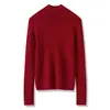 Suéter de Malha Base Feminino Slim-Fit Yangzi Yarn com Costela Meia-Gola Sem Costura 100% Lã Merino Fina