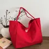 Bolsa tote de lona com letras, versátil, estilo coreano, casual, de grande capacidade, para uso diário e escolar, nicho para jovens mulheres