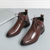 Botas de Cuero para Hombre Transfronterizas Talla 47 plus Nuevos Zapatos de Cuero para Hombre Moda Estilo Británico Zapatos de Caña Alta Tendencia Retro Botas Martin