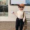 Ropa Suave y Cera para Niños 24 Otoño e Invierno Suéter para Niños Camisa de Punto de Cuello Alto para Niños Camisa Base Gruesa y Cálida Estilo Occidental para Niñas