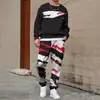 Conjunto de Moletom Masculino 2025 Primavera e Outono Transfronteiriço com Gola Redonda e Estampa, Leve e Casual, Adequado para Uso Diário