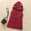Nueva Chaqueta Ligera de Plumas Ajustada para Otoño e Invierno 2026 Chaleco de Plumas con Capucha Chaleco Largo Medio para Mujer Ropa Interior de Moda