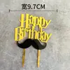 Decoração de bolo de aniversário criativa barba óculos feliz aniversário feliz aniversário cartão acrílico