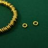 Anillo de Anillo Cerrado de Rueda Sólida Chapado en Oro de Plata Esterlina S925 Joyería de Plata Pura Accesorios Anillo de Cuerda Trenzada Suelta Cuentas Espaciadoras Cuentas para Hilo