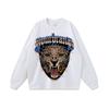 Leopardo estampado pequeno nearneck antigo camiseta de manga curta masculino e feminino estilo americano hip-hop moda nacional velha água de lavagem meia manga camiseta