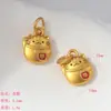 Acessórios de Pulseira Banhados a Ouro com Pingente de Gato da Sorte para Paz e Alegria, Pequenos Pingentes para Colar DIY e Componentes de Joias