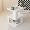 Mesa lateral de luxo leve, sofá de sala de estar para apartamento pequeno, mini mesa de centro, mesa de cabeceira para quarto, prateleira de armazenamento simples e moderna, mesa pequena
