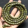 Pulsera Natural de Sándalo Verde Argentino 108 Cuentas de Círculo Único Cuentas Cuadradas Cuentas de Bambú Agujeros Pequeños de Precisión para Hombres y Mujeres