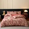 Juego de ropa de cama de cuatro piezas de algodón cepillado engrosado estilo vintage, juego de cuatro piezas de algodón puro estilo francés, sábana bajera con un tacto de alta gama
