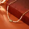 Collar de Perlas de Agua Dulce Naturales, Ojo de Tigre y Nácar, Lujo Ligero, Moderno, de Gama Alta, Cadena para Suéter de Cuentas Estilo Hada Romántico