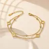 Pulsera de trébol de acero inoxidable superventas transfronteriza, joyería de estilo francés de lujo ligero, pulsera de acero de titanio chapada en oro para mujer, no se decolora