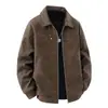 Popular Chaqueta de Cuero Estilo Hong Kong para Hombre, Cuello Solapa Motociclista Americana Calle Retro Cuero Tendencia Marca Chaqueta, Chaqueta de Comercio Exterior Transfronterizo para Hombre