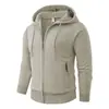 2026 Nuevo Suéter con Capucha de Punto Grueso de Color Sólido Forrado de Polar para Hombre, Ropa de Punto de Otoño/Invierno Transfronteriza, Talla Grande, Chaqueta Cardigan Casual