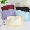 Bolsa de maquillaje con volantes estilo Ins, bolso de mano simple y elegante, bolsa de almacenamiento impermeable de nailon de color liso de gran capacidad