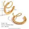 Moda Europea y Americana Elegantes Pendientes Curvos de Nicho Acero Inoxidable Chapado en Oro de 18K Diamante CNC Pendientes Espirales Creativos para Mujeres