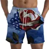 Populares Shorts de Secado Rápido para Hombres Jóvenes de Verano Pantalones de Playa con Estampado Digital 3D del Día de la Independencia Pantalones Casuales de Playa