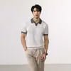 Ropa de Hombre Xintang Primavera/Verano Estilo Americano Camisa Polo de Cuello V Camisa de Punto Estilo Old Money con Cuello Campana Manga Corta Venta al por Mayor