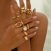 Set de Anillos de Estilo Europeo y Americano Transfronterizo para Mujer, Anillo Abierto Ajustable, Diseño de Nicho Geométrico Personalizado, Anillo de Alta Gama