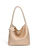Bolso tejido mediano de moda para transmisión en vivo, bolso tote casual de gran capacidad para el día a día, bolso de hombro para viajes de ocio para mujer