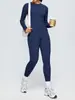 Pantalones de Yoga Cruzados de Doble Cara Cepillados, Color Sólido, Corte Delgado, Manga Larga, Transpirables, Adelgazantes, Conjunto de Dos Piezas para Correr y Fitness