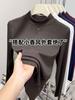 Camiseta Térmica Elegante Morada Estilo Chanel con Cuello Medio Alto, Top Base Versátil y a la Moda Elástico 8136