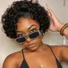 Peruca Preta Cacheada Africana Transfronteiriça para Mulheres com Cabelo Cacheado Curto e Afro Fibra Química Peruca Completa Conjunto Fabricante Estoque Pronto Atacado