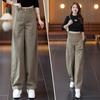 Pantalones Largos Ajustados Nuevos de Primavera y Otoño 2025 Pantalones de Pierna Ancha de Cintura Alta Populares Este Año Overol Casual Retro para Mujer