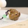 Cadena para teléfono móvil con diseño de conejo del zodiaco tallado en madera de arcoíris, colgante para coche, juguete, joyería, llavero, regalos para hombres y mujeres.