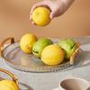 Prato de bolo com borda banhada a ouro estilo europeu transparente doméstico redondo para frutas sobremesas bandeja portátil luxo leve bandeja dourada prato de frutas