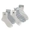 Calcetines de Primavera y Verano Serie Azul Claro para Mujer Etiqueta de Tela Calcetines de Media Pantorrilla Oso Pequeño Bordado Malla Transpirable Versátiles Calcetines Apilables Venta al por Mayor