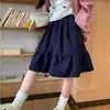 Saia Casual com Cintura Elástica para Mulheres, Novo Estilo Verão 2026, Estilo College, Cobre o Quadril, Simples, Midi Evasê Emagrecedor