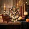 Novos enfeites de abóbora, fantasma e gato preto de madeira para o Halloween, para decoração de quarto e mesa de feriado, artesanato em madeira