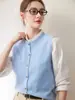 Colete Cardigan de Tricô 100% Caxemira Pura Feminino Gola Redonda com Botões Suéter para Camadas Sem Mangas Top Elegante
