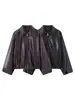 Comercio Exterior Transfronterizo Spot Estilo Europeo y Americano Nuevo Otoño para Mujer Diseño Holgado Casual Chaqueta de Cuero de Manga Larga