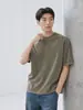 Camiseta de algodón puro de manga corta para hombre estilo vintage, corte holgado europeo y americano, adecuada para adolescentes, Amazon transfronterizo, 180G, marca americana de moda, venta al por mayor