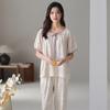 Pijama de Tencel para Mujer 2025 Nuevo Verano Lyocell Algodón Ropa de Casa de Alta Gama Floral de Manga Corta Traje Fresco