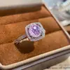 Anel de Bolsa Princesa Fashionable de Luxo Leve Firework Paraíba Cortado para Mulheres Incrustado com Diamante de Alto Carbono e Anel de Água-Marinha
