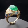 Anillo de Jade Natural para Hombre Calcedonia Incrustada con Ojo de Anillo para Hombre Anillo de Ágata de Farmacéutico Anillo Ojo Forma Cóncava