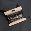 Pulsera de cuero retro con cuentas de calaveras más vendida de comercio electrónico transfronterizo para hombre, juego de bricolaje tejido