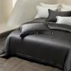 Juego de ropa de cama de alta gama al por mayor, italiano, minimalista, color sólido, satén de proteína de seda, todo algodón, amigable con la piel, juego de cuatro piezas de algodón de fibra larga 2